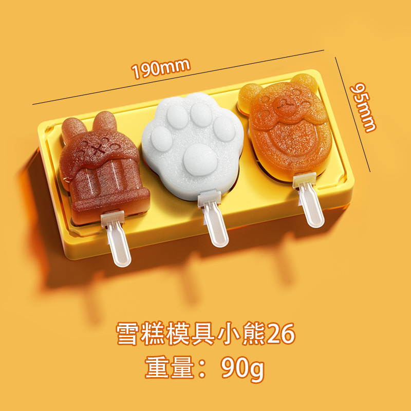 Ranura para tarjeta anti-sesgada de grado alimenticio paleta alfabeto número helado molde de helado de silicona de dibujos animados helado