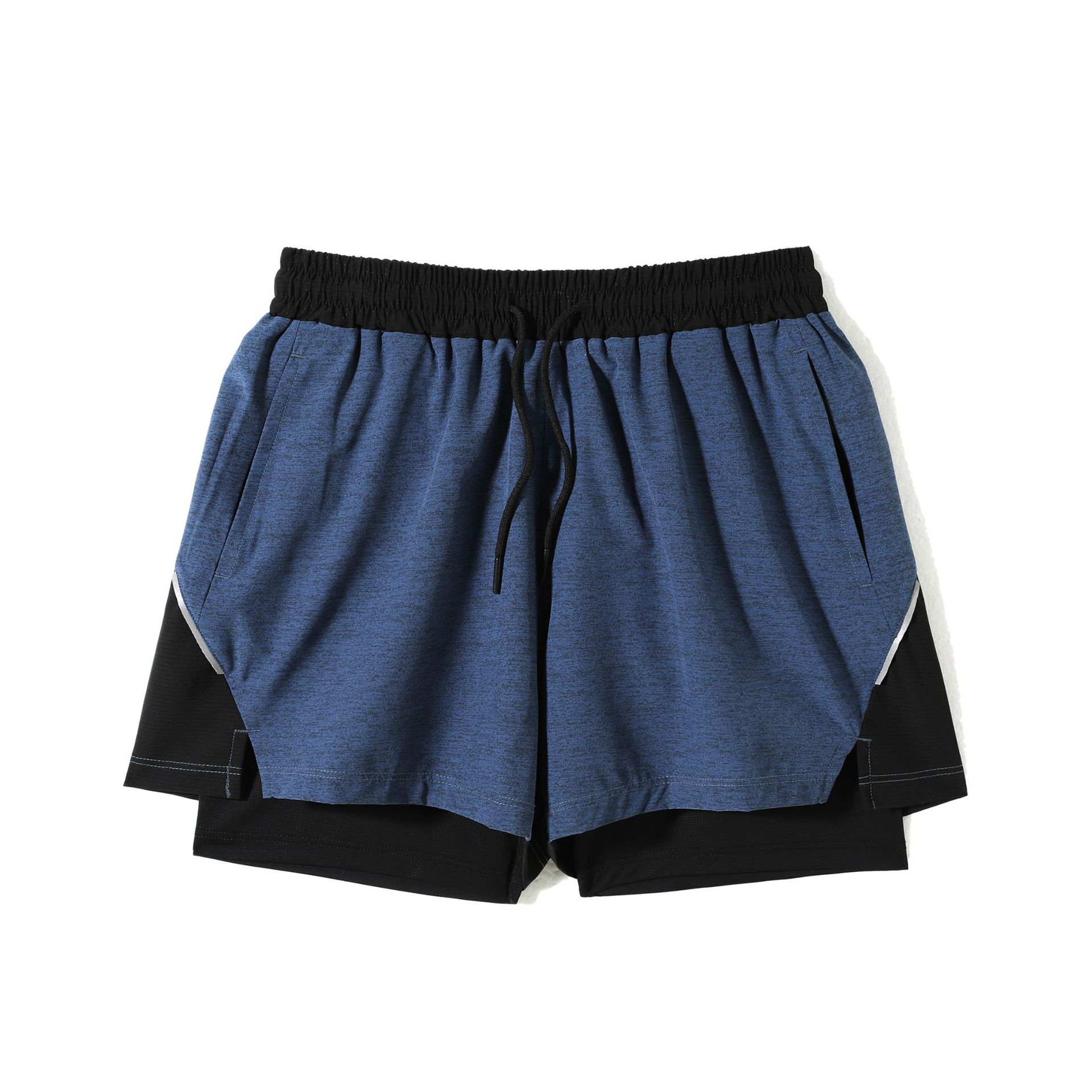 Pantalones cortos deportivos de doble capa de cuatro puntos para hombres, pantalones cortos de entrenamiento de baloncesto, pantalones cortos de entrenamiento de baloncesto