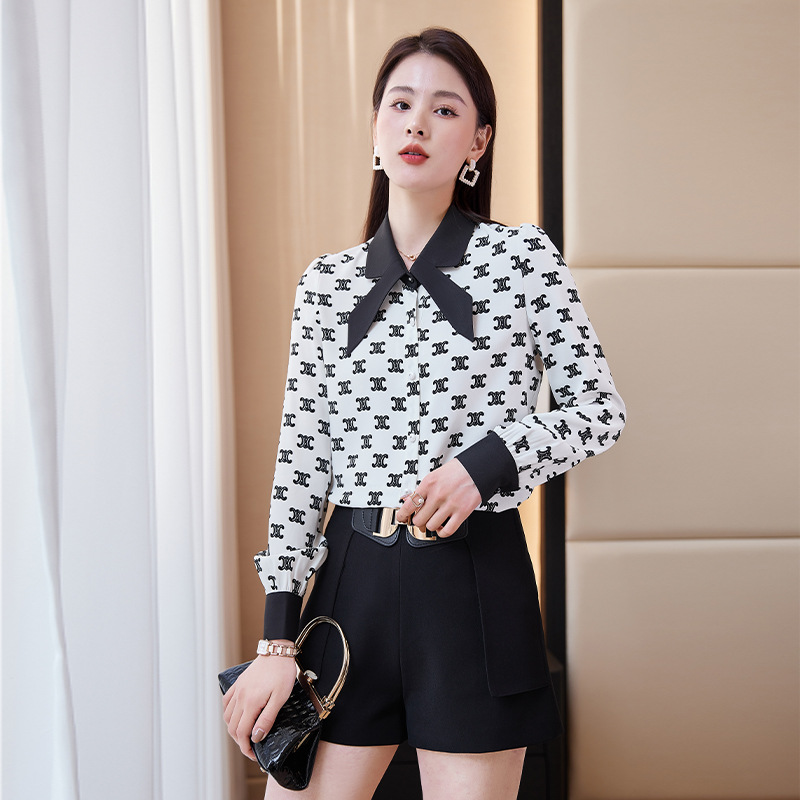 Autumn elegant shiffon elite shirt with bow