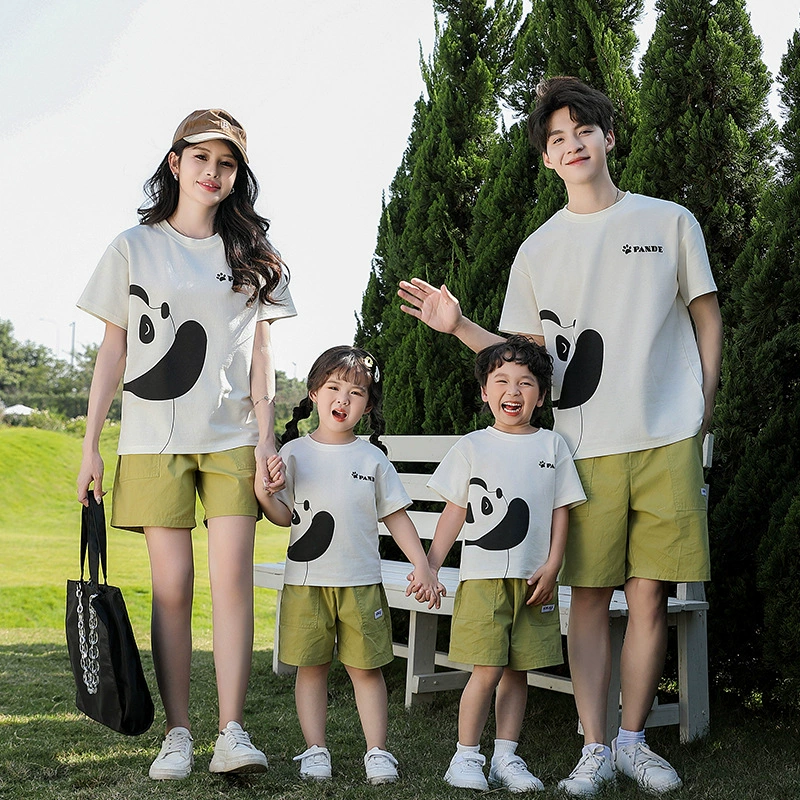 Summer children's cartoon cotton T-shirt, family style, with short sleeve, Korean style