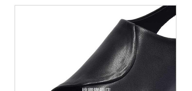 Sandal da thật nữ gót wedge đế xuồng platform cao 9 cm, dáng đế dày thoải mái — Màu đen chi tiết 12