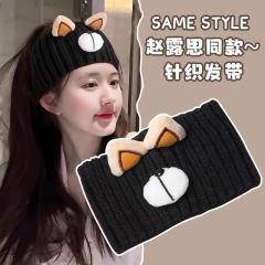 韓国のかわいいアニメの熊の耳の広い辺のニットの帽子の女性のヘアバンドのネットの赤いinsの顔のヘッドバンドの空の帽子の潮