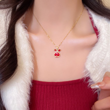 国潮风红色兔子项链女高级感小众百搭个性锁骨链甜美可爱网红配饰