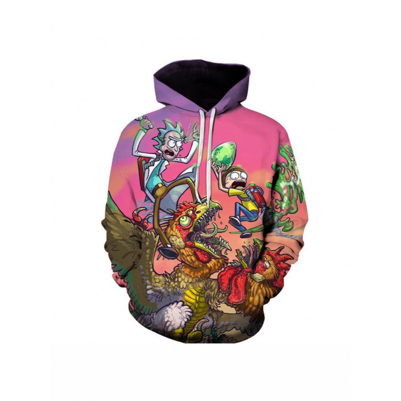 Pod Hot-Selling American Comic Print Long-Sleeved Hoodie 3D Digital Printing Rick and Morty Print Casual Sweatshirt for Men