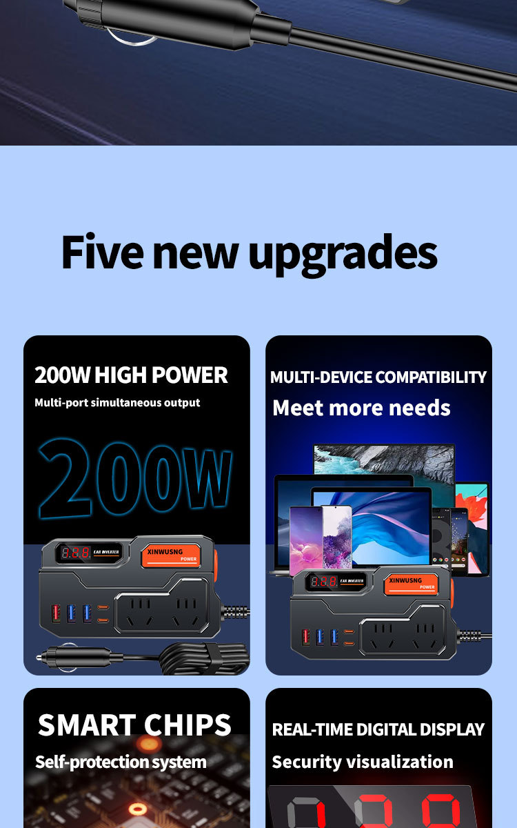 Cross-border car inverter 12V24V to 220V truck power converter multifunctional car socket charger