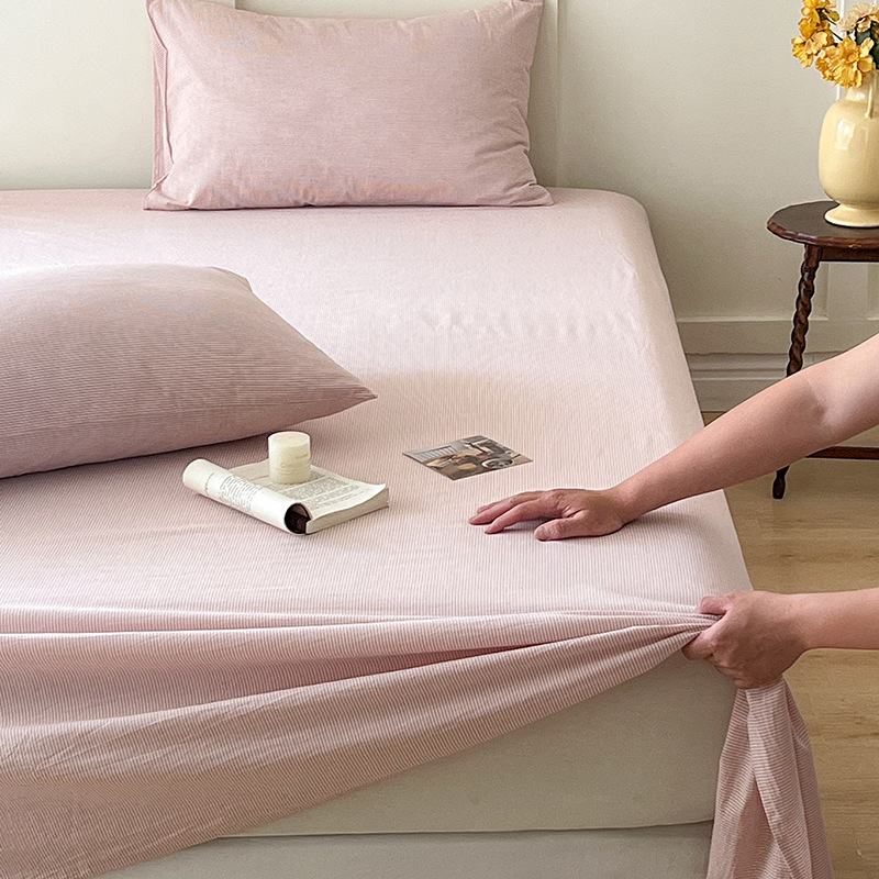 Nueva sábana de algodón puro sábana de algodón funda de cama de una pieza protectora de colchón cama de dormitorio antideslizante juego de tres piezas 1,5 metros