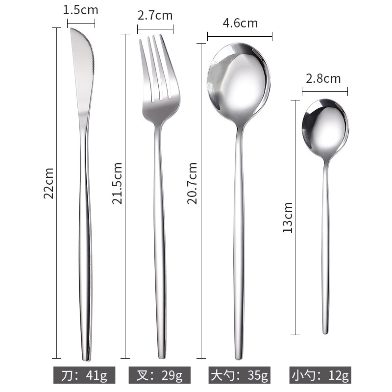 Set de cubiertos de acero inoxidable portugués, 4 piezas doradas, ideal para carne y Amazon comercio transfronterizo, cuchillo tenedor y cuchara