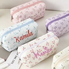 ETSY个性化刺绣名字小清新碎花化妆包韩版收纳包护肤品收纳包爆款