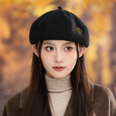 秋冬季帽子女款复古百搭画家帽英伦风格纹八角帽高级感气质贝雷帽