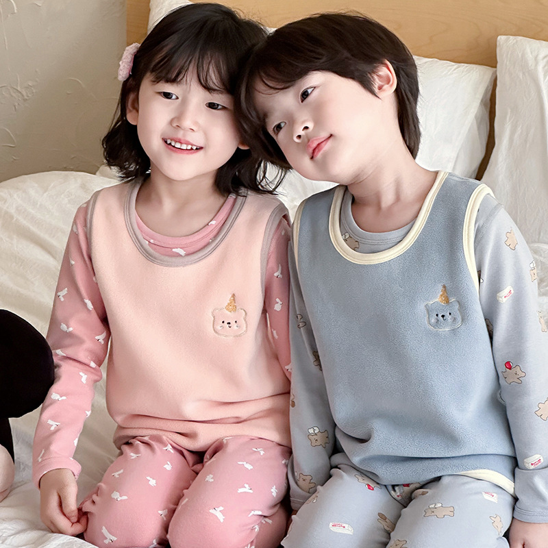 Autumn and winter children's warm vest, boys and girls, boneless fleece vest, inner and outer wear, thickened fleece, sleeveless vest.