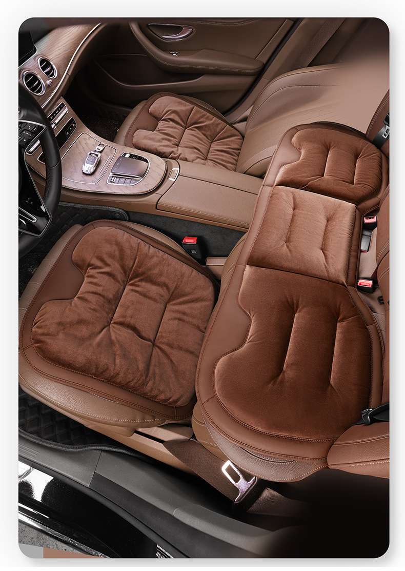 Flannel Car Seat Cushion Plush Winter High-End Car Seat Cushion Car Warm Three-Piece Seat Cushion Set