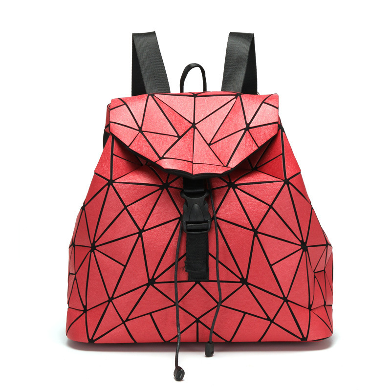 Silk 2024 Spring New Lingge Trendy Big Book Bag Fashion Matte Geometry Drawstring Backpack_voghion.com