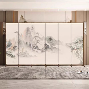 Chinese-Style Screen Partition for Living Room, Foldable Entrance Door, Household Removable Screen, High-End Bedroom Screen