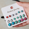 Turquoise accessory, earrings, retro set, Aliexpress, 12 pair, wholesale