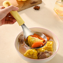 食品级硅胶手柄不锈钢汤勺家用盛饭盛汤勺子厨房汤壳火锅勺粥勺