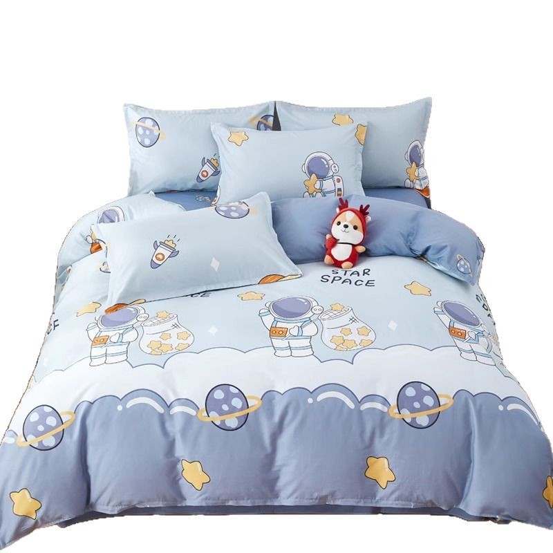 Cama de algodón de cuatro piezas 100 algodón niños niños funda edredón sábana hombre traje de tres piezas cama de astronauta sábana sábana 4