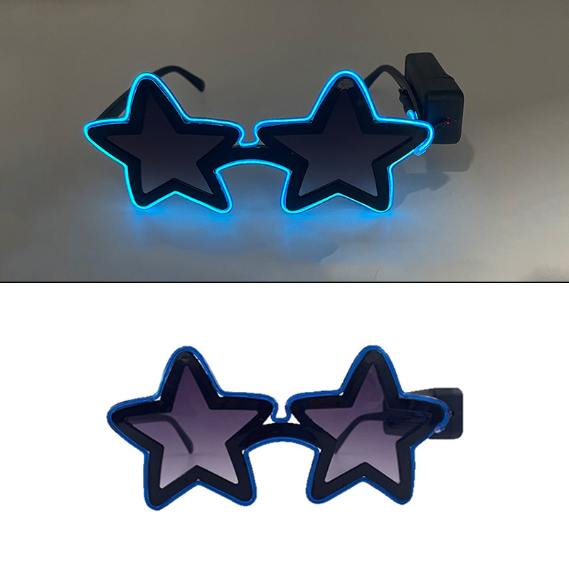 Nuevas gafas luminosas LED, barra de fiesta, festival de música de Bengdi, gafas luminosas de estrella de cinco puntas, accesorios brillantes
