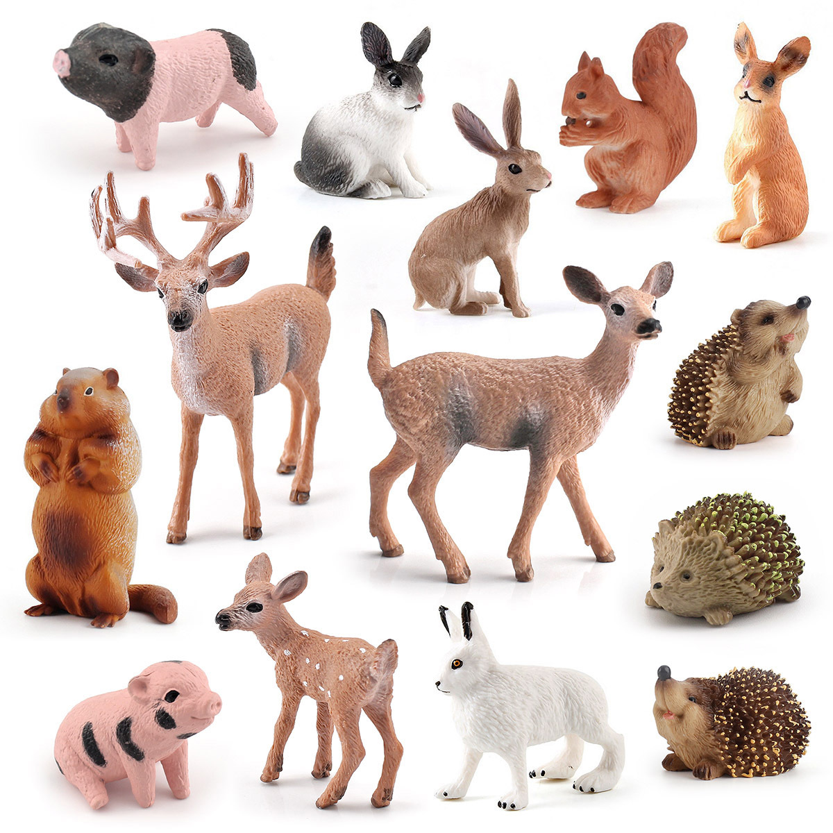 Simulación transfronteriza ardilla erizo zorro rojo cola blanca ciervo elefante León Tigre cocodrilo Lobo animal salvaje modelo adornos