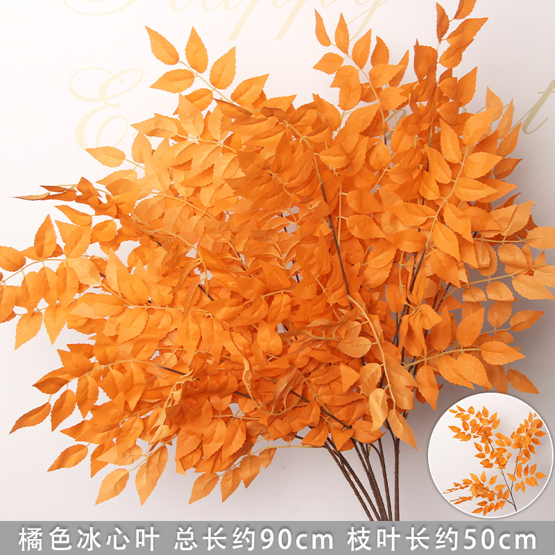 Flores de imitación naranja peonía naranja hortenida neblina orquídea flor flor de boda seda naranja
