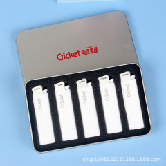原装进口cricket草蜢铁盒装网红款一次性防爆砂轮打火机广告印字