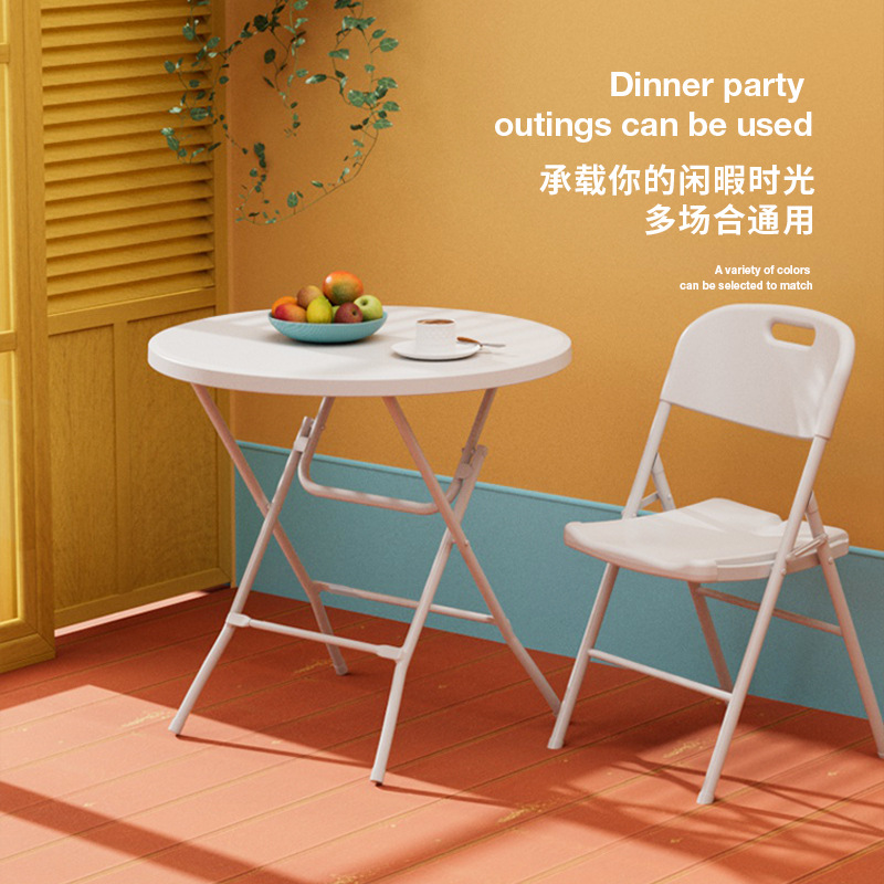 80cm household folding table, stall outdoor dining table, small apartment folding table, simple dining round table, small table