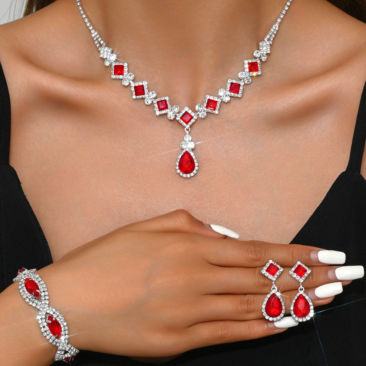 Necklace and earrings with tassels, set, chain for key bag , European style, light luxury style, high-quality style