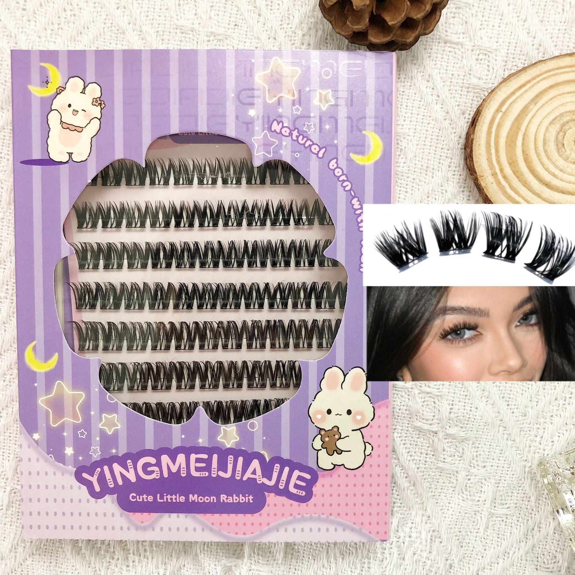 Las pestañas falsas transfronterizas, pestañas de gran volumen, pestañas negras finas, pestañas segmentales largas, pestañas falsas sin pegamento, pestañas falsas de Amazon.