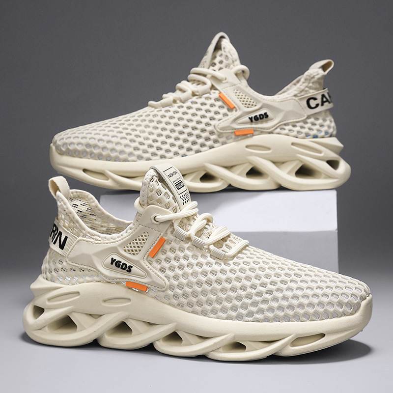 2024 년 여름 새로운 매일 달리기 스포츠 레이스 업 유행 남성 신발 대형 메쉬 메쉬 통기성 로우 컷 운동화