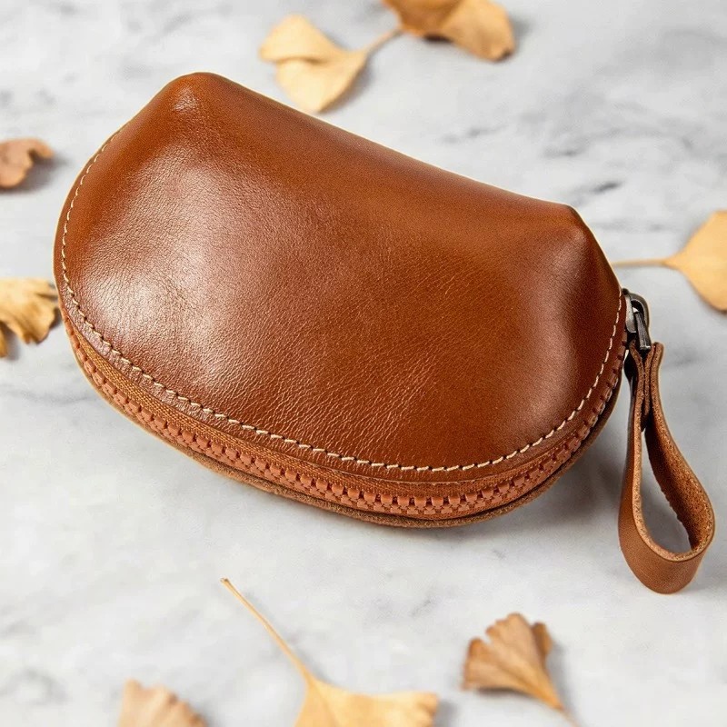 2026 New Retro Women's Leather Fashion Coin Purse, Genuine Leather Earphone Bag, Lipstick Coin Change Key Pouch