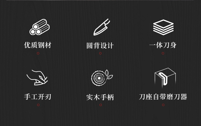 Zhanxiaoquan Mutfak Bıçak Seti 6 Parça Resmi - Ev Mutfağı Bıçakları Sebze Bıçağı Kemik Kesme Bıçağı Mutfak Takımı Kombinasyonu