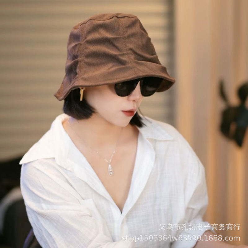 韩系复古美拉德渔夫帽女秋冬新款气质显脸小盆帽百搭褶皱遮阳帽子|undefined