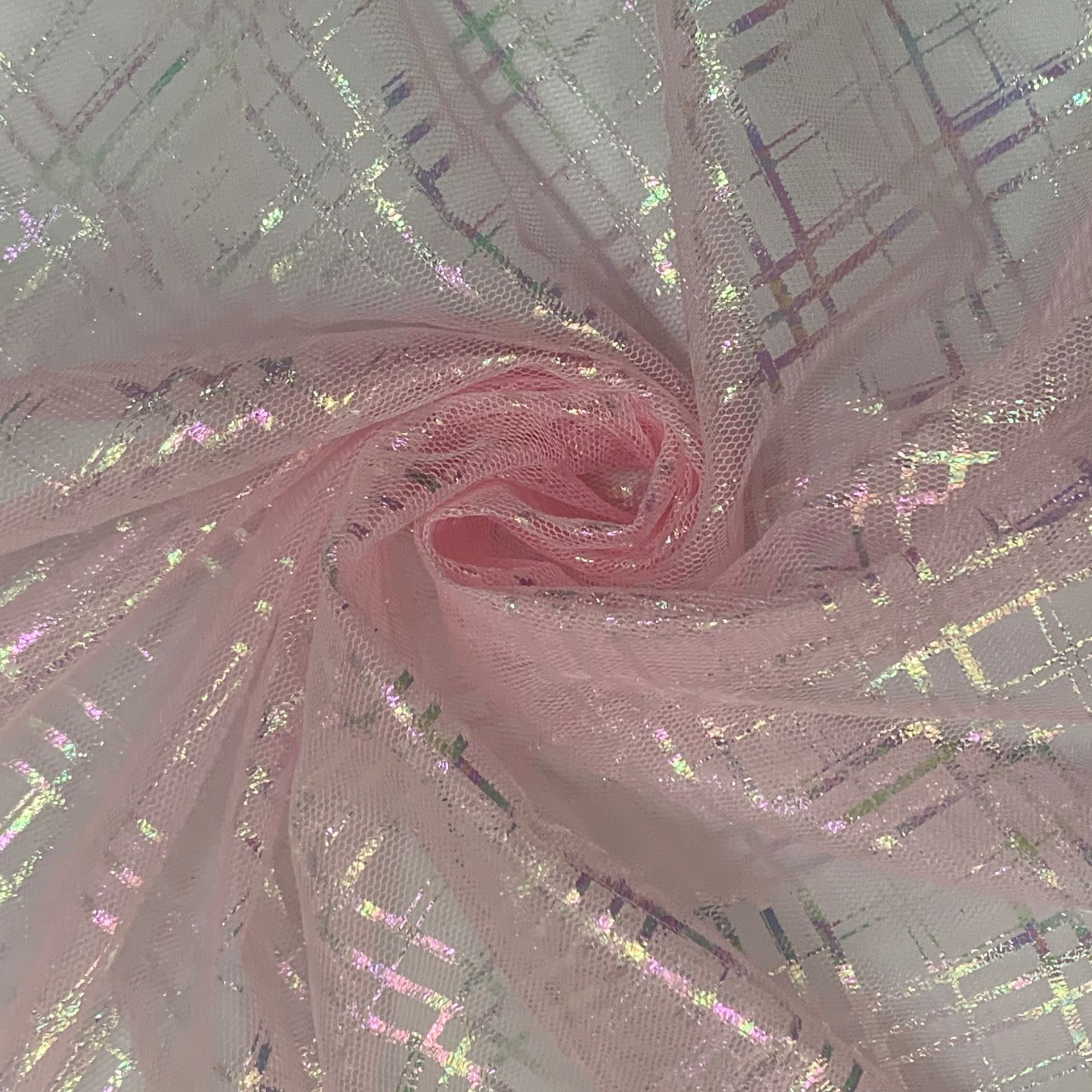 网布烫金 服装面料 2021年新花型 网格  门幅150CM 工厂销售