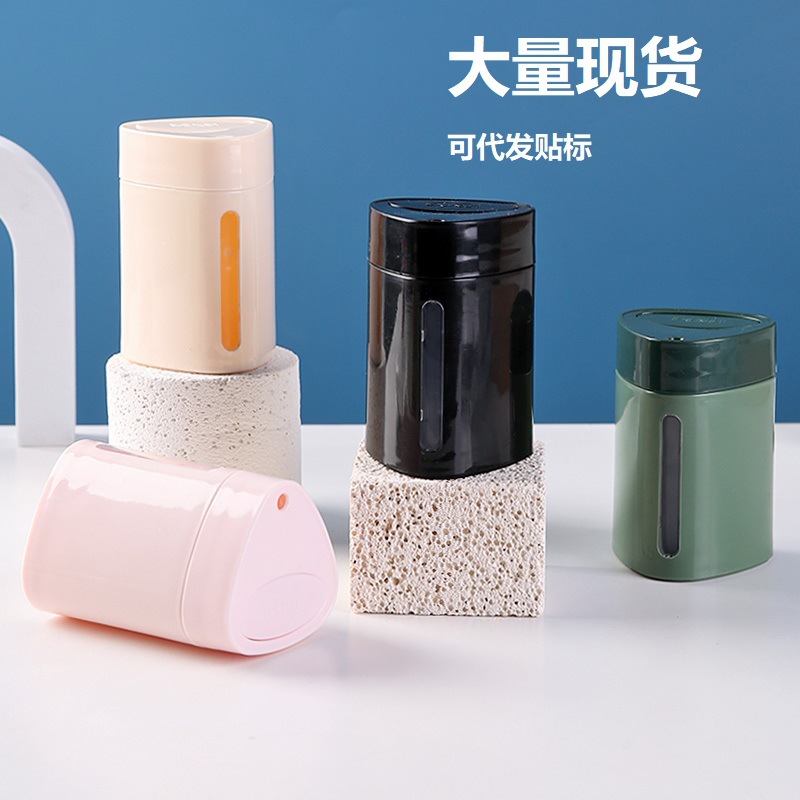 Etiquetable caja de palillos de dientes de plástico de presión creativa, caja de palillos de dientes de lujo ligera, barril de hilo dental portátil, restaurante doméstico automático