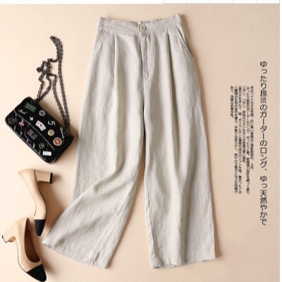 2026 Summer Cotton and Linen Women's Wide-Leg Pants, Thin Linen Casual Pants, Ol Professional Women's Pants, Loose Cropped Pants for Women