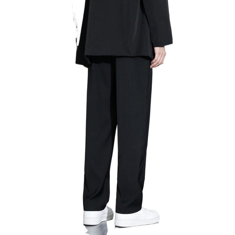 Pantalones de invierno recto y pantalones casuales de lana para hombres. Pantalones de traje negro de piernas anchas. image 5