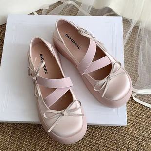 Bowknot Flats 2025 Summer Fashion Niche Sweet Cool Two-Way Casual Thick-Soled Mary Jane Women's Comfortable Shoes