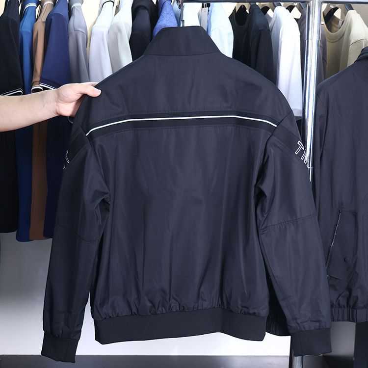 H Brand Withdraws Labels and Removes Shelves! Spring and Autumn Fashion Versatile Men's Simple Stand Collar Webbing Patchwork Jacket Coat