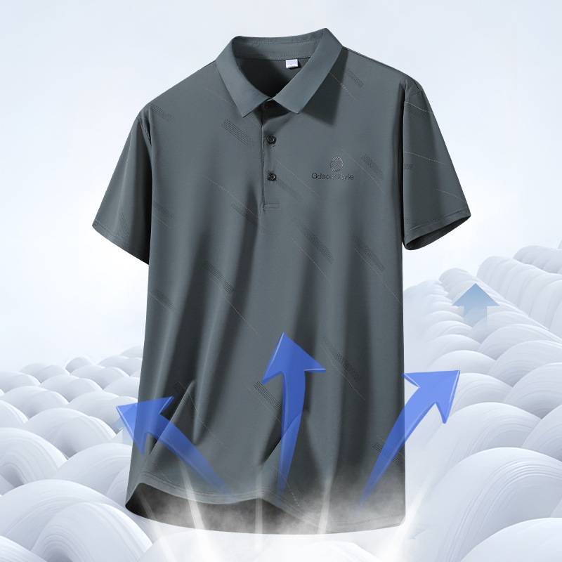 Traje casual de seda de hielo de mediana edad y ancianos de verano Traje de hombre de manga corta Traje de mediana edad y ancianos Traje de papá Camisa de polo de negocios de dos piezas image 4