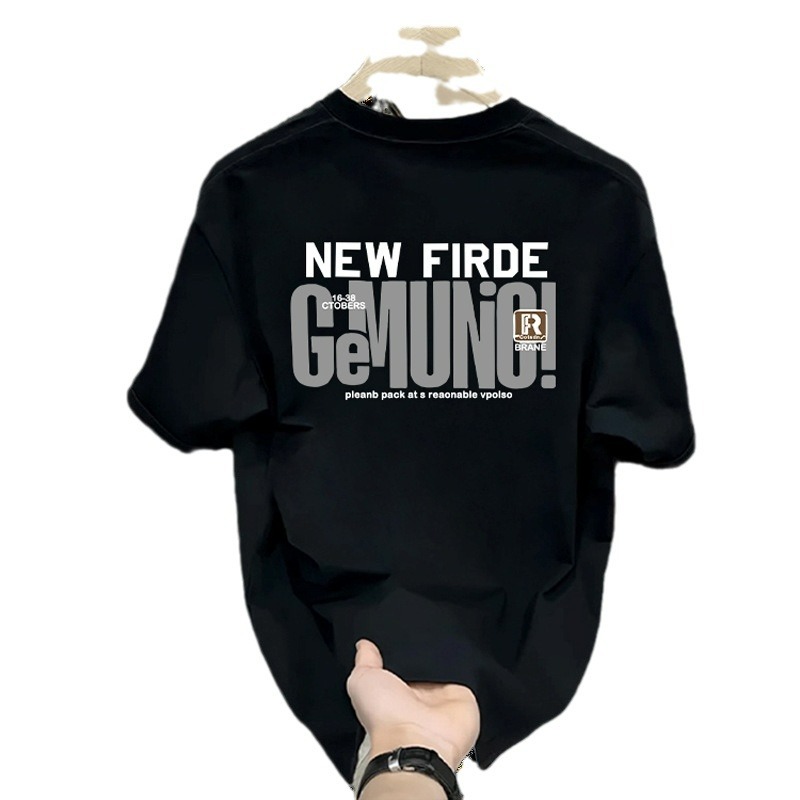 T-shirt corta girocollo in puro cotone uomo donna trendy e alla moda versione coreana versatile base a mezza manica_voghion.com