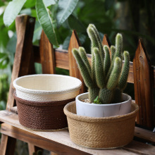 创意多肉花盆套仿麻绳编绿植仿真插花篮装饰盆栽篮桌面收纳篮