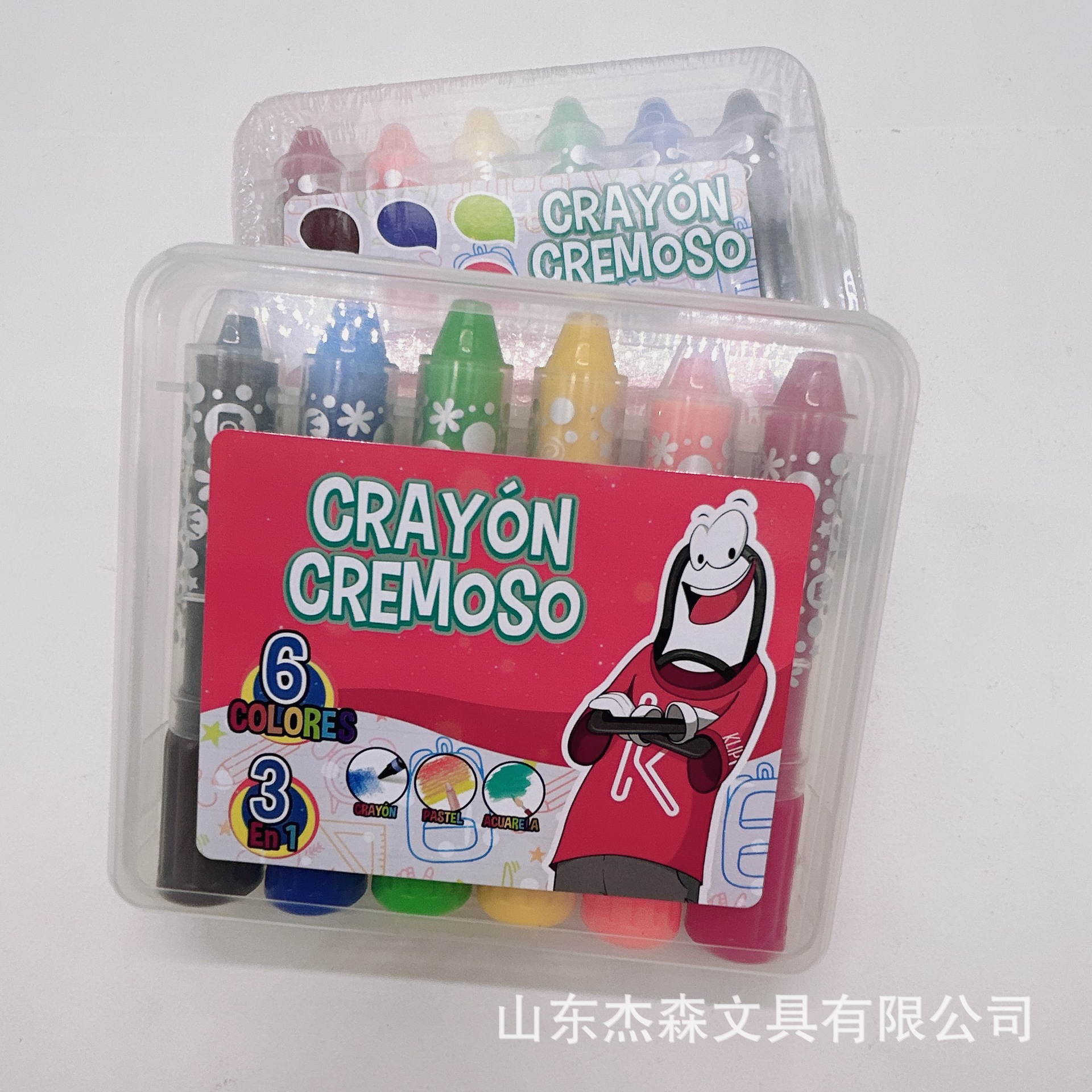 6色3D唇膏丝滑炫彩棒 儿童扁盒装美术水彩画笔绘画蜡笔旋转油画棒