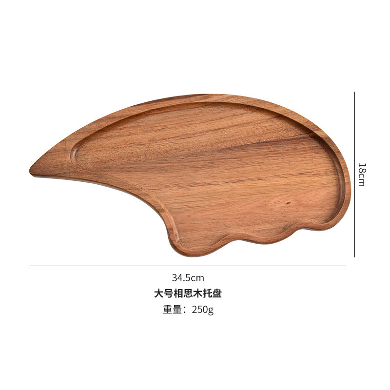 Tipo japonés de madera Acacia té de la tarde en el viento, accesorios de fotos de comida plato de madera disco de madera sólida bandeja de madera elíptica