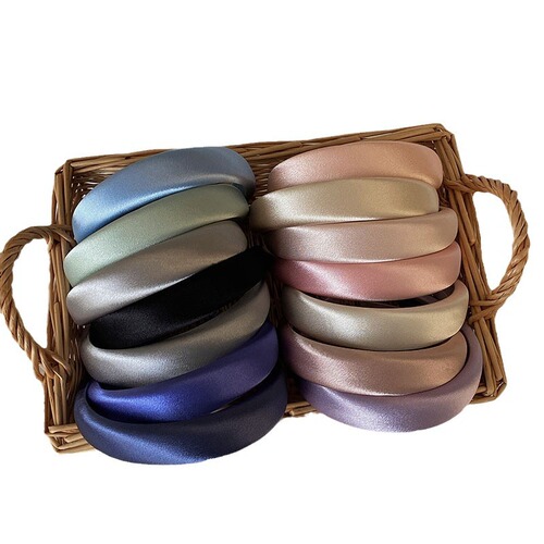 Korean style simple satin colorful wide-brimmed sponge headband, high-end and elegant, high-ceiling face wash headband, multi-color hairpin