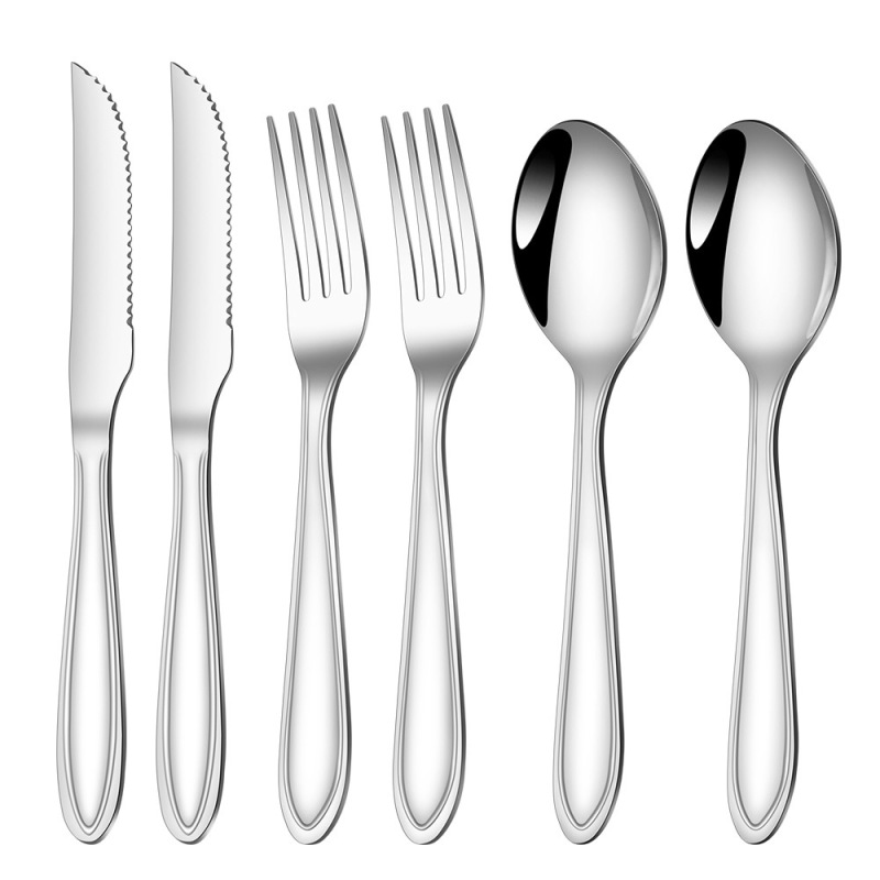 クロスボーダー Amazon ステンレス鋼ロングハンドルナイフ、フォーク、スプーン食器セット厚みのあるスプーン洋食ステーキナイフパスタフォーク|undefined