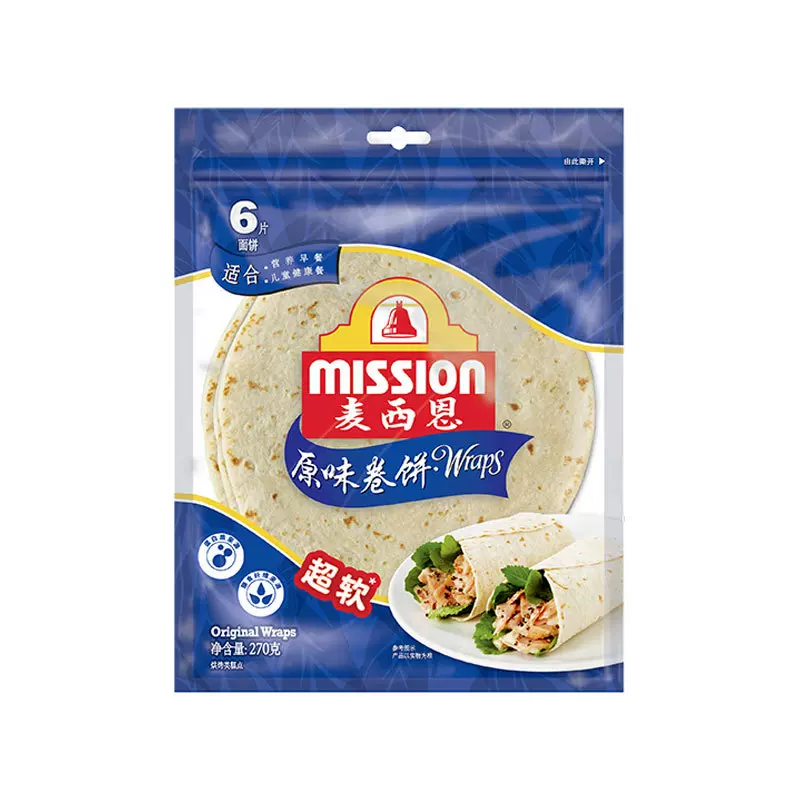 MISSION麦西恩 原味薄饼早餐春卷皮鸡肉卷杂粮饼面皮270g/袋家用
