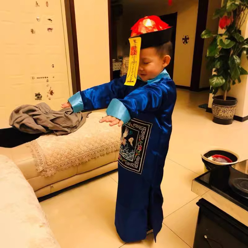 cosplay Children's Halloween Costume Qing Dynasty Zombie Costume Ghost Costume Ancient Costume Men's Minister Costume Black Eunuch cosplay Children's Halloween Costume Qing Dynasty Zombie Costume Ghost Costume Ancient Costume Men's Minister Costume Black Eunuch