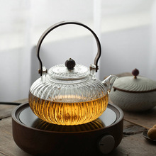 高硼硅玻璃提梁茶壶围炉煮茶加厚耐高温玻璃家用泡茶煮茶壶