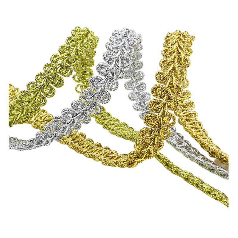 Fábrica directa de 3 colores 1cm oro y plata seda cientipago encaje ropa infantil danza ropa linterna decoración accesorios de banda de herringe