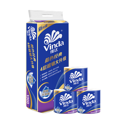 Vinda flagship store roll paper blue classic super tough toilet paper 4 layers thickened 130g 10 rolls boxed household toilet paper