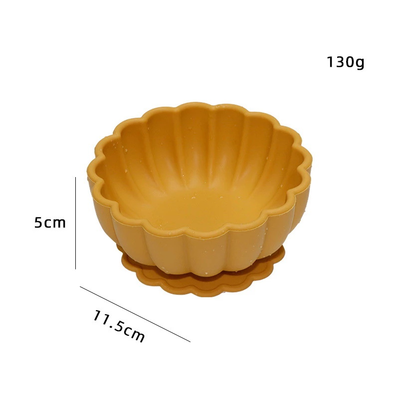 Cuenco de suplemento alimenticio de silicona cuenco de calabaza cuchara de silicona redondo para niños vajilla de entrenamiento de alimentación resistente a las caídas cuenco de silicona para niños